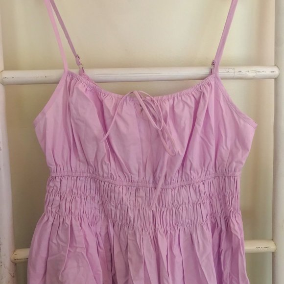 NWT All in Favor Lush Tie Neck Poplin Midi Dress - Picture 3 of 5